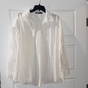 Zara White Blouse with Embroidered Collar